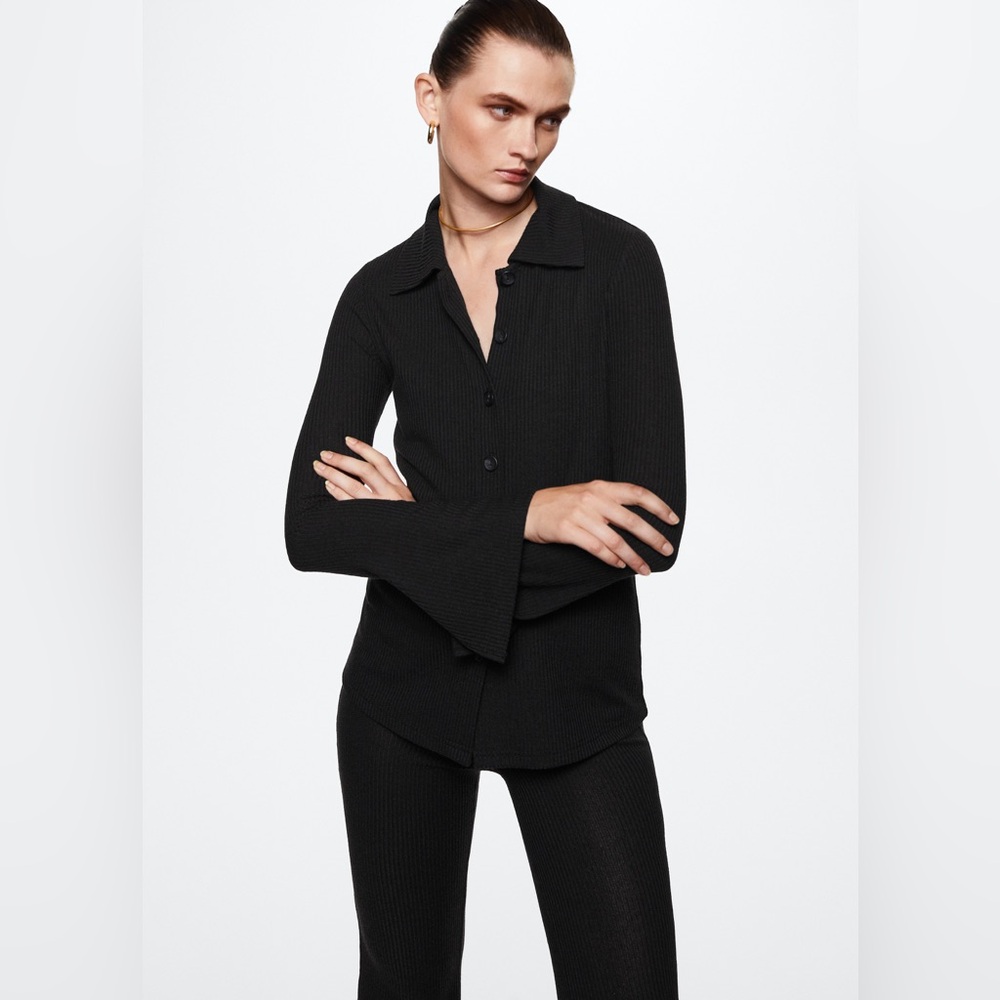 Mango Black ribbed button down - Picture 3 of 14
